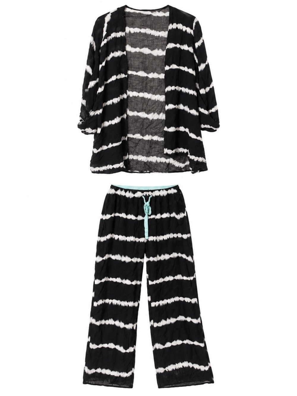 Women’s Black & White Striped Pajama Set